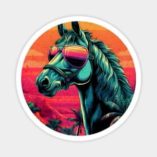 Retro Wave Mustang Horse Miami Magnet